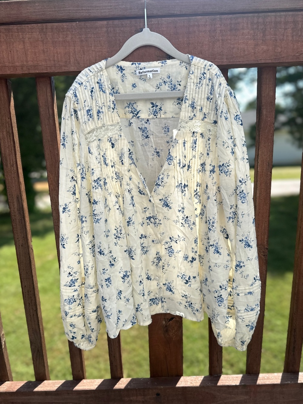 Reformation Livvy Linen Boho Romantic Coquette Cottagecore Blouse size small